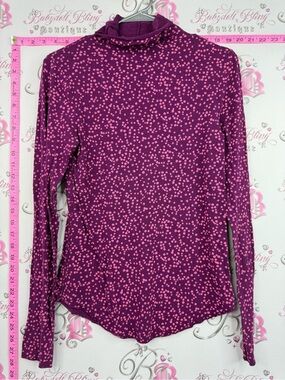 GAP long sleeve feather Purple Long Sleeve Turtleneck with Pink Dot Print